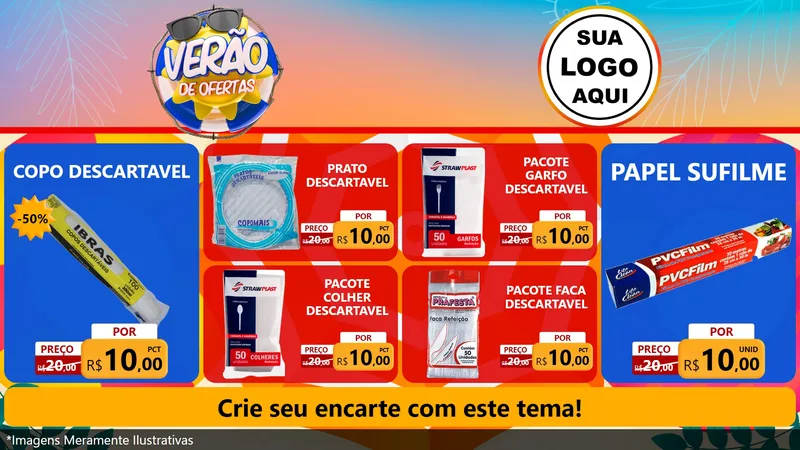Modelo de TV para TV Horizontal com o tema Verão de Ofertas para Embalagens