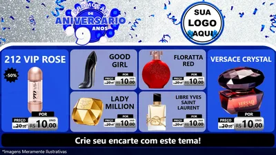 Modelo de TV para TV Horizontal com o tema Promoção de Aniversário - 9 Anos para Perfumes