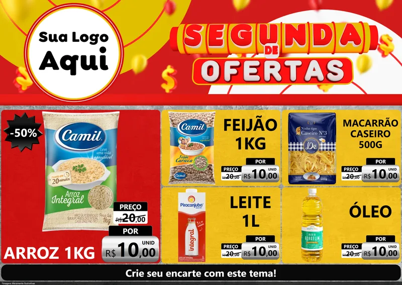 Modelo de Encarte para Encarte A4 Horizontal com o tema Segunda de Ofertas para Supermercado