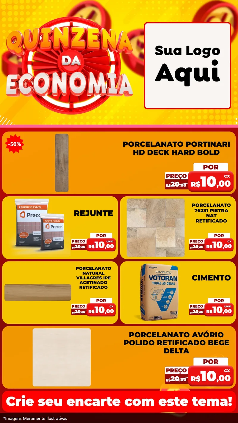 Modelo de TV para TV Vertical com o tema Quinzena Da Economia para Pisos e revestimentos