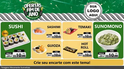 Modelo de TV para TV Horizontal com o tema Ofertas Fim de Ano para Comida japonesa