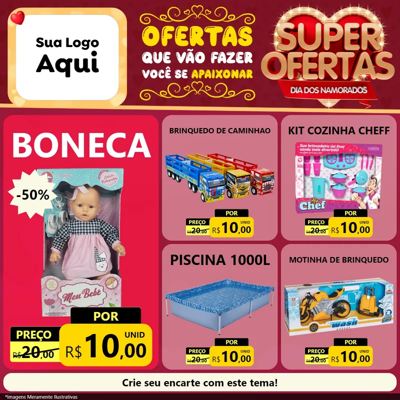 Modelo de Rede Social para Feed Facebook com o tema Dia dos Namorados para Brinquedos