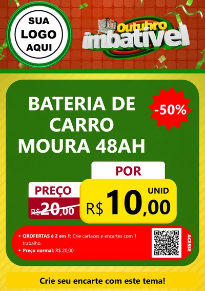 Modelo de Cartaz para Cartaz A4 Vertical com o tema Outubro Imbatível para Baterias Elétricas