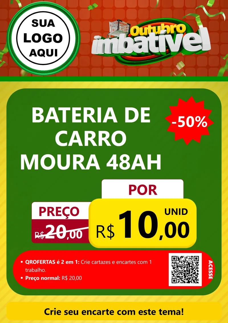 Modelo de Cartaz para Cartaz A4 Vertical com o tema Outubro Imbatível para Baterias Elétricas