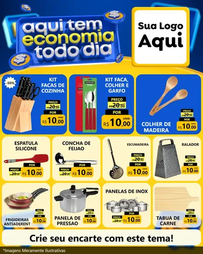Modelo de Rede Social para Feed Instagram com o tema Aqui Tem Economia Todo Dia para Utilidades Domésticas