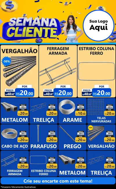 Modelo de Encarte para Encarte Grande com o tema Semana do Cliente para Ferragens
