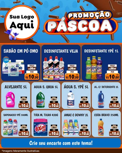 Modelo de Rede Social para Feed Instagram com o tema Promoção Páscoa para Produtos de Limpeza