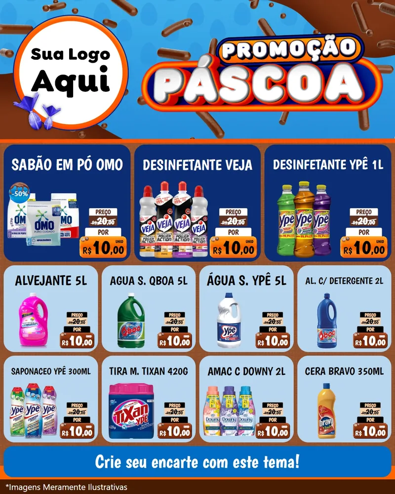 Modelo de Rede Social para Feed Instagram com o tema Promoção Páscoa para Produtos de Limpeza