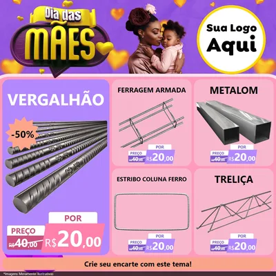 Modelo de Rede Social para Feed Facebook com o tema Dia das Mães para Ferragens