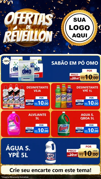Modelo de TV para TV Vertical com o tema Ofertas de Réveillon para Produtos de Limpeza