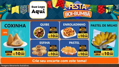 Modelo de TV para TV Horizontal com o tema Festa Boi Bumbá para Salgadaria