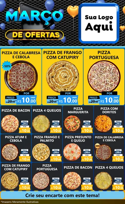 Modelo de Encarte para Encarte Grande com o tema Março de Ofertas para Pizzaria