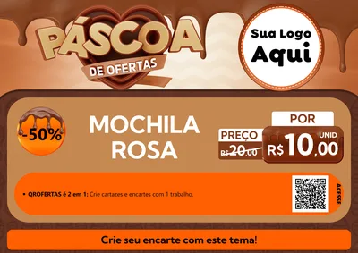 Modelo de Cartaz para Cartaz A4 Horizontal com o tema Páscoa de Ofertas para Papelaria