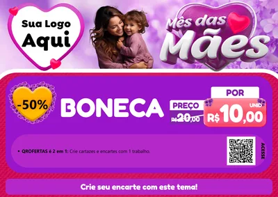 Modelo de Cartaz para Cartaz A4 Horizontal com o tema Mês das Mães para Brinquedos