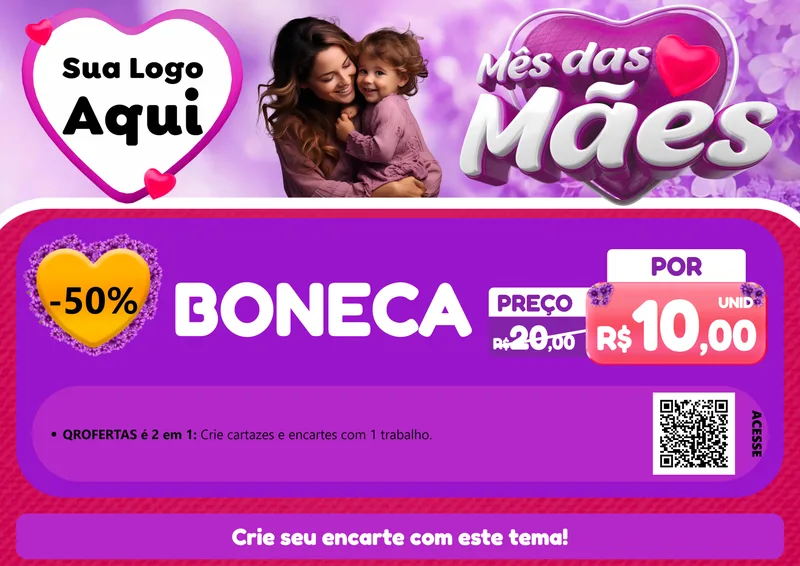 Modelo de Cartaz para Cartaz A4 Horizontal com o tema Mês das Mães para Brinquedos