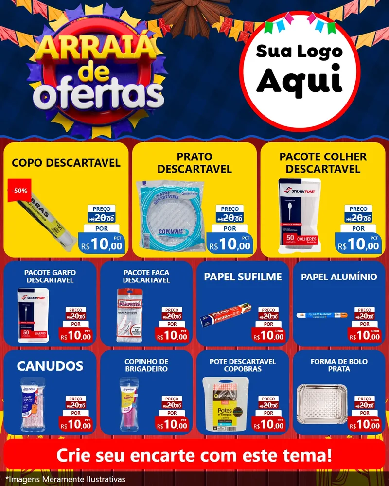 Modelo de Rede Social para Feed Instagram com o tema Arraiá de Ofertas para Embalagens