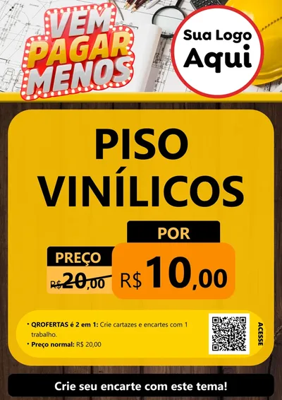 Modelo de Cartaz para Cartaz A4 Vertical com o tema Vem Pagar Menos - Construção para Material para Construção