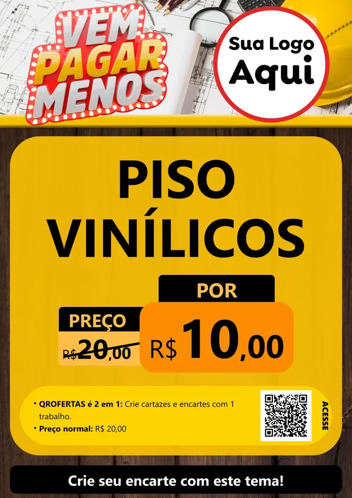 Modelo de Cartaz para Cartaz A4 Vertical com o tema Vem Pagar Menos - Construção para Material para Construção
