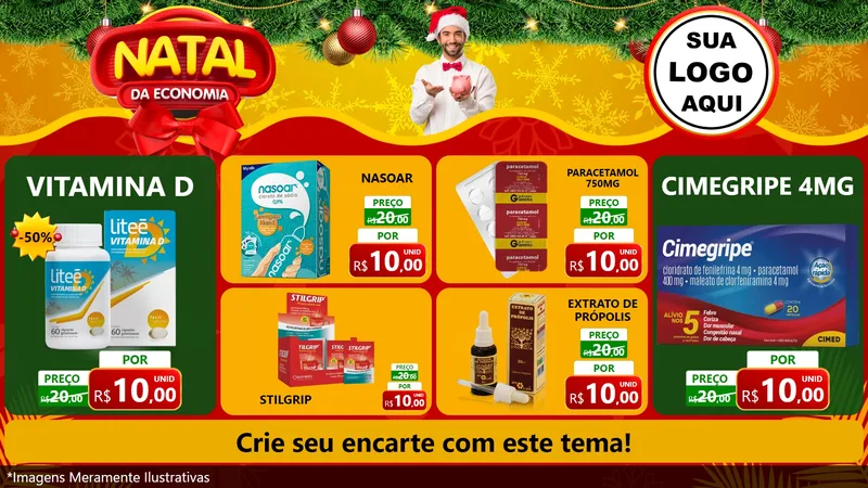 Modelo de TV para TV Horizontal com o tema Natal da Economia para Farmácia