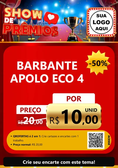 Modelo de Cartaz para Cartaz A4 Vertical com o tema Show de Prêmios para Armarinho e Aviamentos