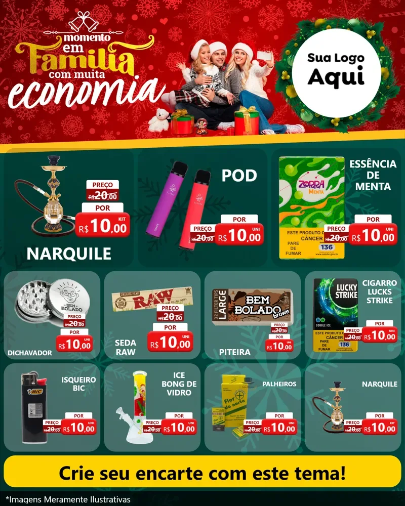 Modelo de Rede Social para Feed Instagram com o tema Momento em Família (Natal) para Tabacaria