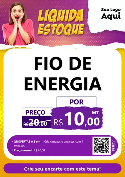Modelo de Cartaz para Cartaz A4 Vertical com o tema Liquida estoque para Materiais Elétricos