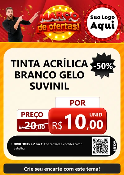 Modelo de Cartaz para Cartaz A4 Vertical com o tema Março de Ofertas! para Tintas e Ferramentas