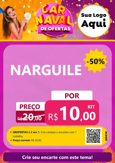 Modelo de Cartaz para Cartaz A4 Vertical com o tema Carnaval de Ofertas para Tabacaria