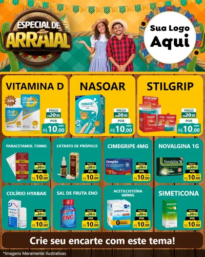 Modelo de Rede Social para Feed Instagram com o tema Especial De Arraial para Farmácia