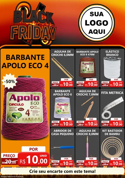 Modelo de Encarte para Encarte A4 Vertical com o tema Black Friday para Armarinho e Aviamentos
