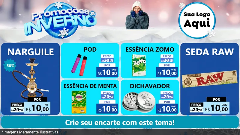 Modelo de TV para TV Horizontal com o tema Promoções de Inverno para Tabacaria