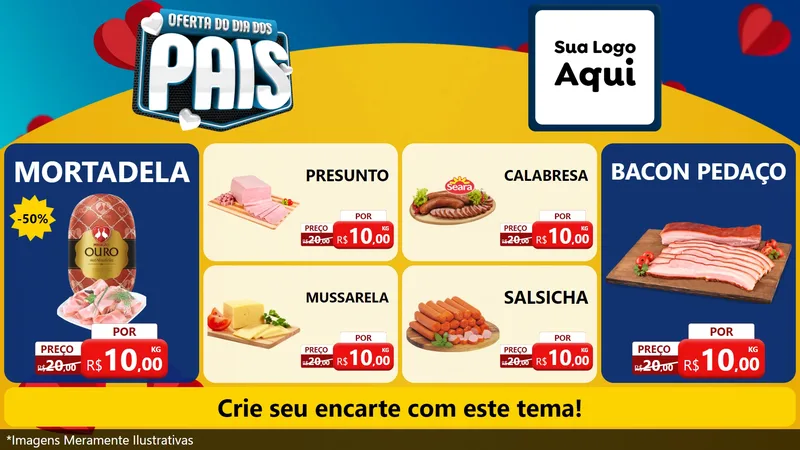 Modelo de TV para TV Horizontal com o tema Oferta Do Dia Dos Pais para Frios e Laticínios
