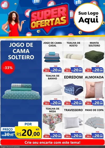 Modelo de Encarte para Encarte A4 Vertical com o tema Super Ofertas para Cama, Mesa e Banho