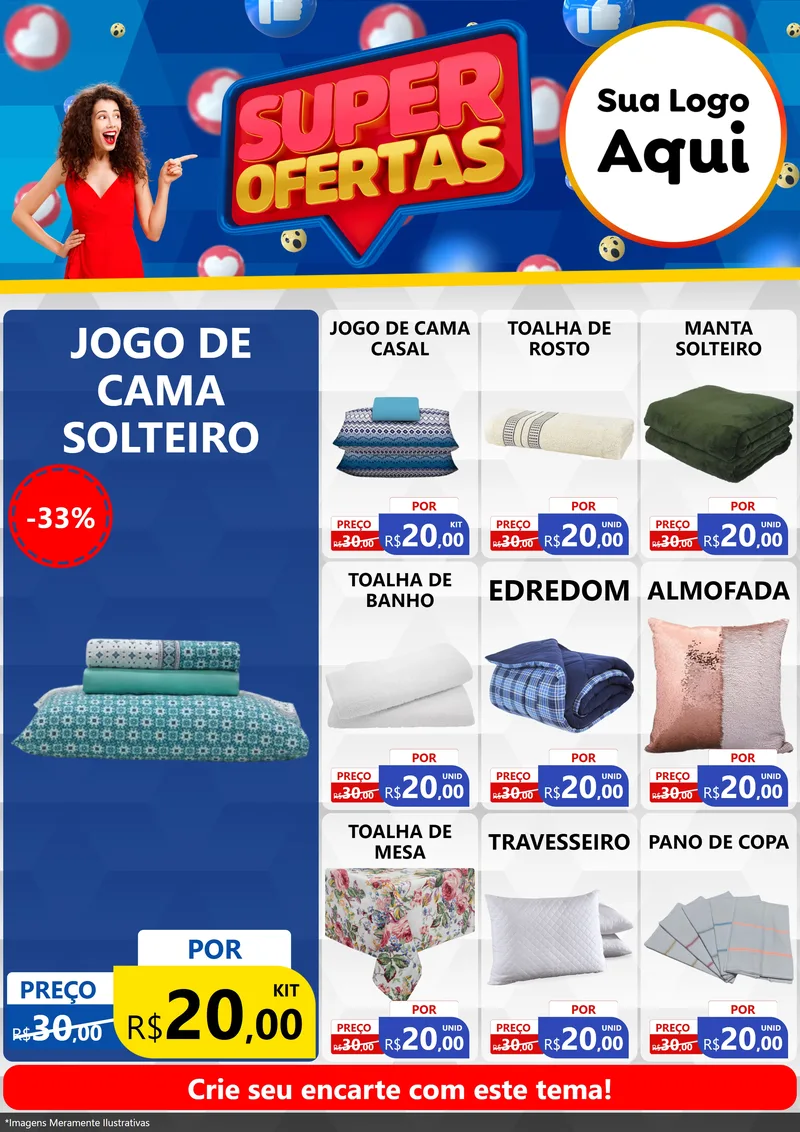 Modelo de Encarte para Encarte A4 Vertical com o tema Super Ofertas para Cama, Mesa e Banho