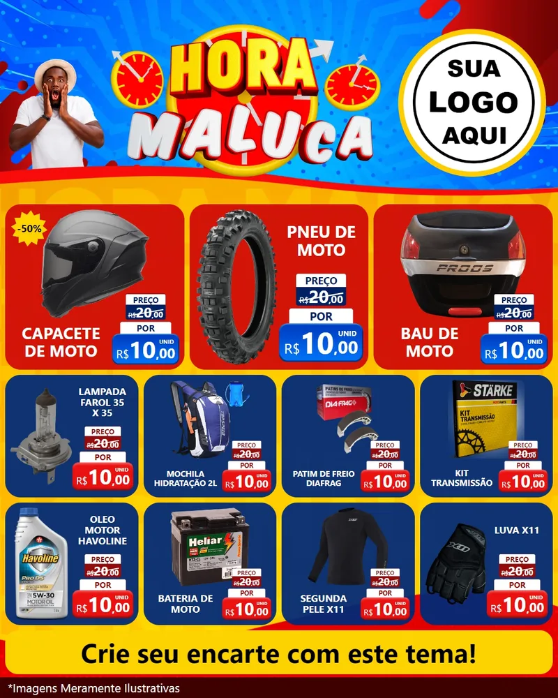 Modelo de Rede Social para Feed Instagram com o tema Hora Maluca para Moto peças