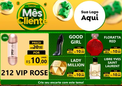 Modelo de Encarte para Encarte A4 Horizontal com o tema Especial Mês do Cliente para Perfumes
