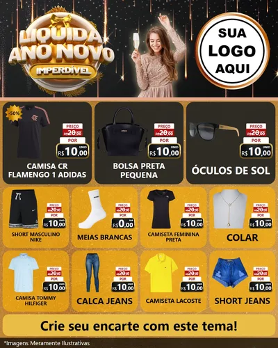 Modelo de Rede Social para Feed Instagram com o tema Liquida Ano Novo Imperdível para Roupas e acessórios