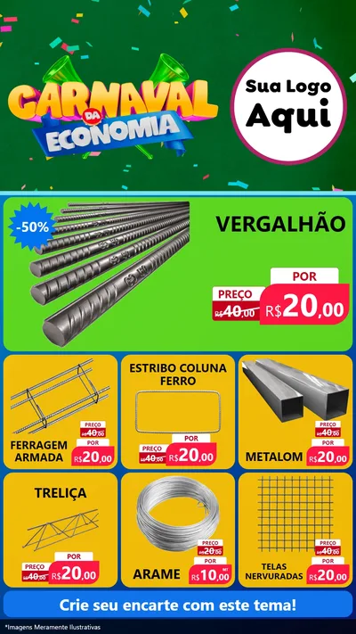 Modelo de Rede Social para Stories com o tema Carnaval da Economia para Ferragens