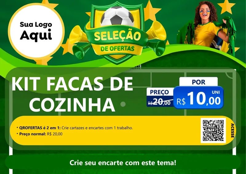 Modelo de Cartaz para Cartaz A4 Horizontal com o tema Seleção de Ofertas - Copa para Utilidades Domésticas