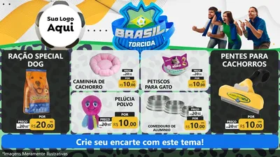 Modelo de TV para TV Horizontal com o tema Brasil Torcida - Copa para Pet Shop