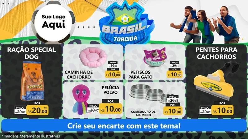 Modelo de TV para TV Horizontal com o tema Brasil Torcida - Copa para Pet Shop