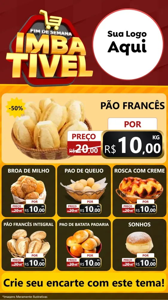 Modelo de Rede Social para Stories com o tema Fim de Semana Imbatível para Padaria