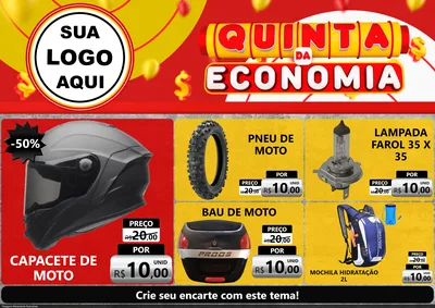 Modelo de Encarte para Encarte A4 Horizontal com o tema Quinta da Economia para Moto peças