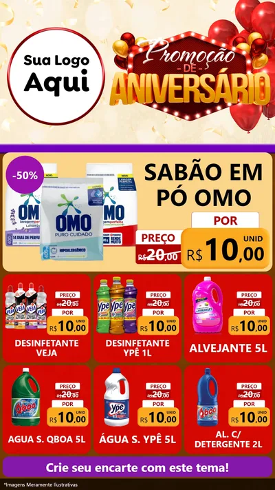 Modelo de Rede Social para Stories com o tema Promoção de Aniversário para Produtos de Limpeza
