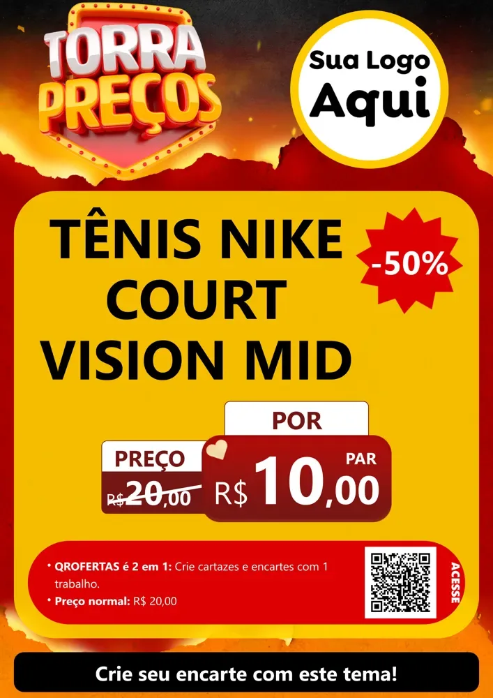 Modelo de Cartaz para Cartaz A4 Vertical com o tema Torra Preços para Calçados