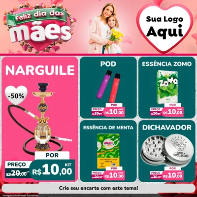 Modelo de Rede Social para Feed Facebook com o tema Feliz Dia das Mães para Tabacaria