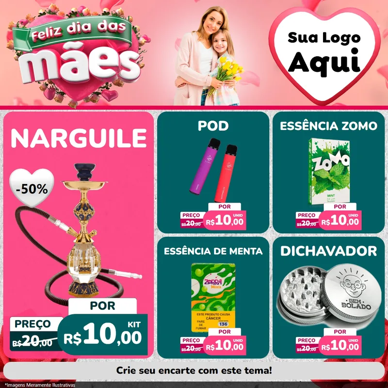 Modelo de Rede Social para Feed Facebook com o tema Feliz Dia das Mães para Tabacaria