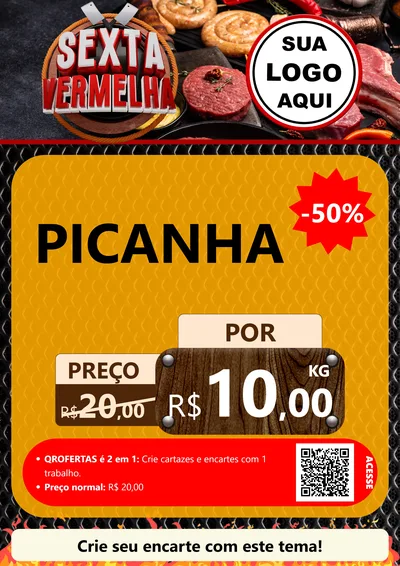 Modelo de Cartaz para Cartaz A4 Vertical com o tema Sexta Vermelha para Açougue