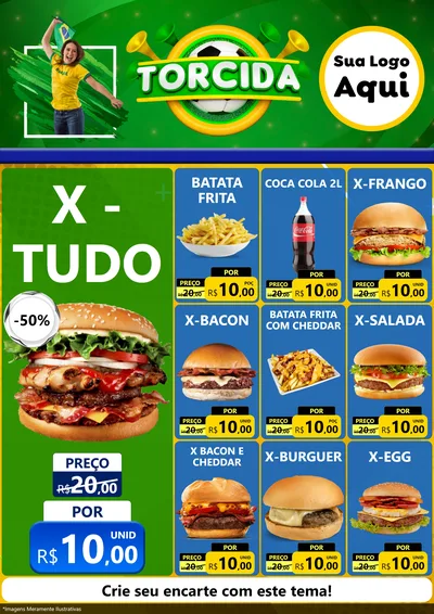 Modelo de Encarte para Encarte A4 Vertical com o tema Torcida para Hamburgueria