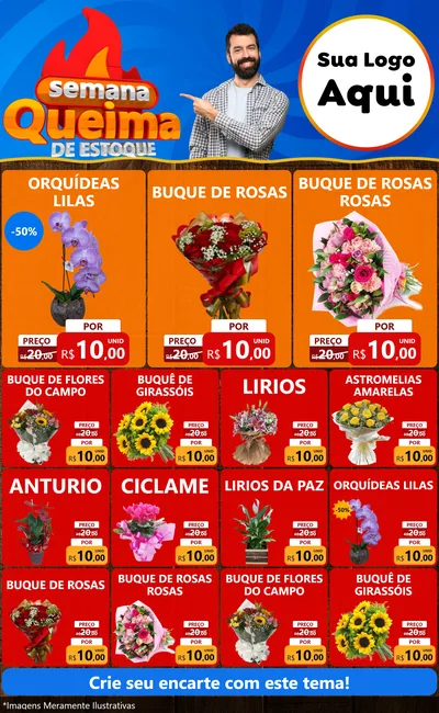 Modelo de Encarte para Encarte Grande com o tema Semana Queima de Estoque para Floricultura e jardim